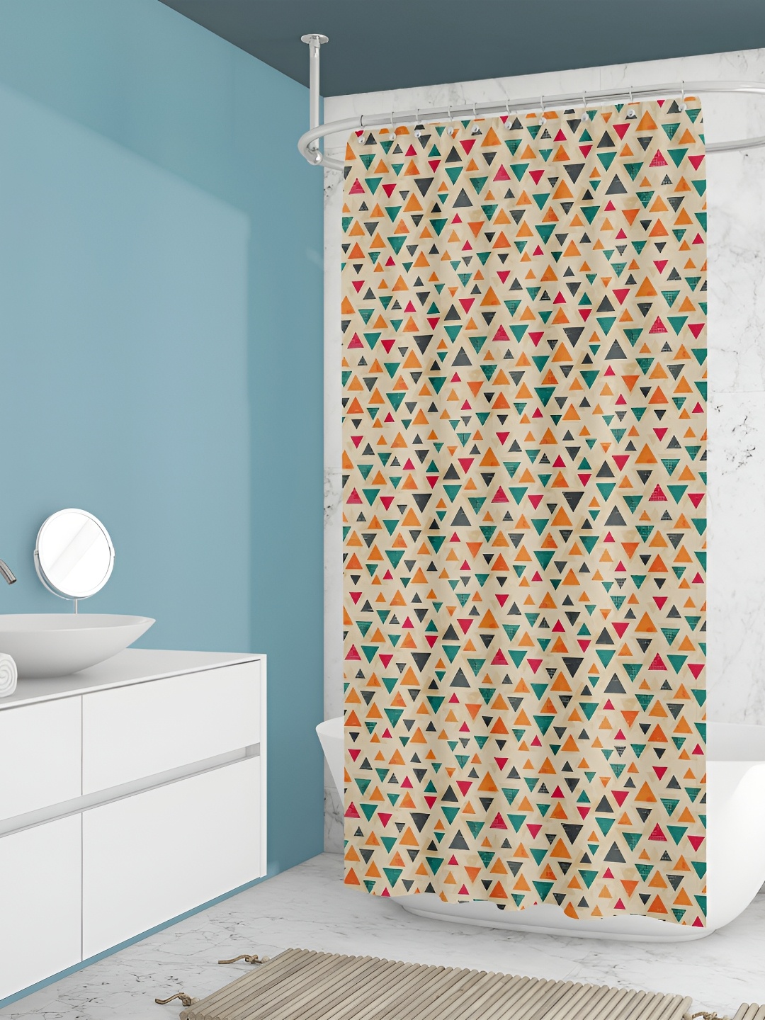 

ArtzFolio Cream & Green Printed Waterproof Shower Curtains