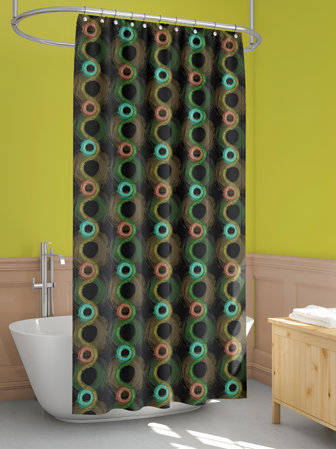 

ArtzFolio Blue & Black Printed Waterproof Shower Curtain