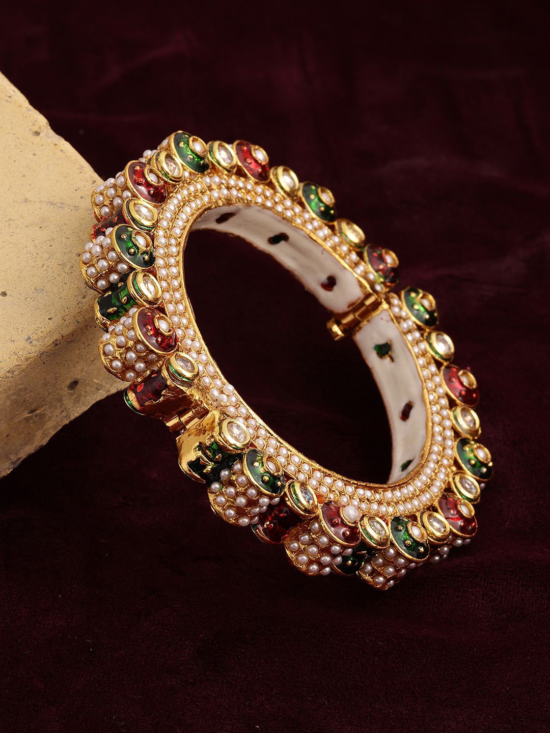 

Ruby Raang Gold-Plated Beaded Bangles