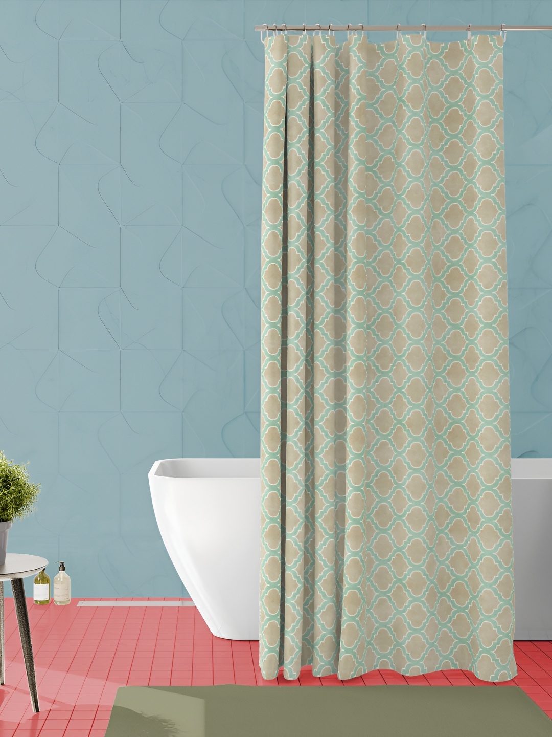 

ArtzFolio Turquoise Blue Printed Waterproof Shower Curtain