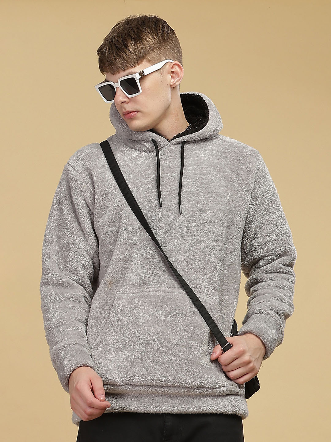 

WE PERFECT Men Hooded Pullover Sweatshirt, Grey