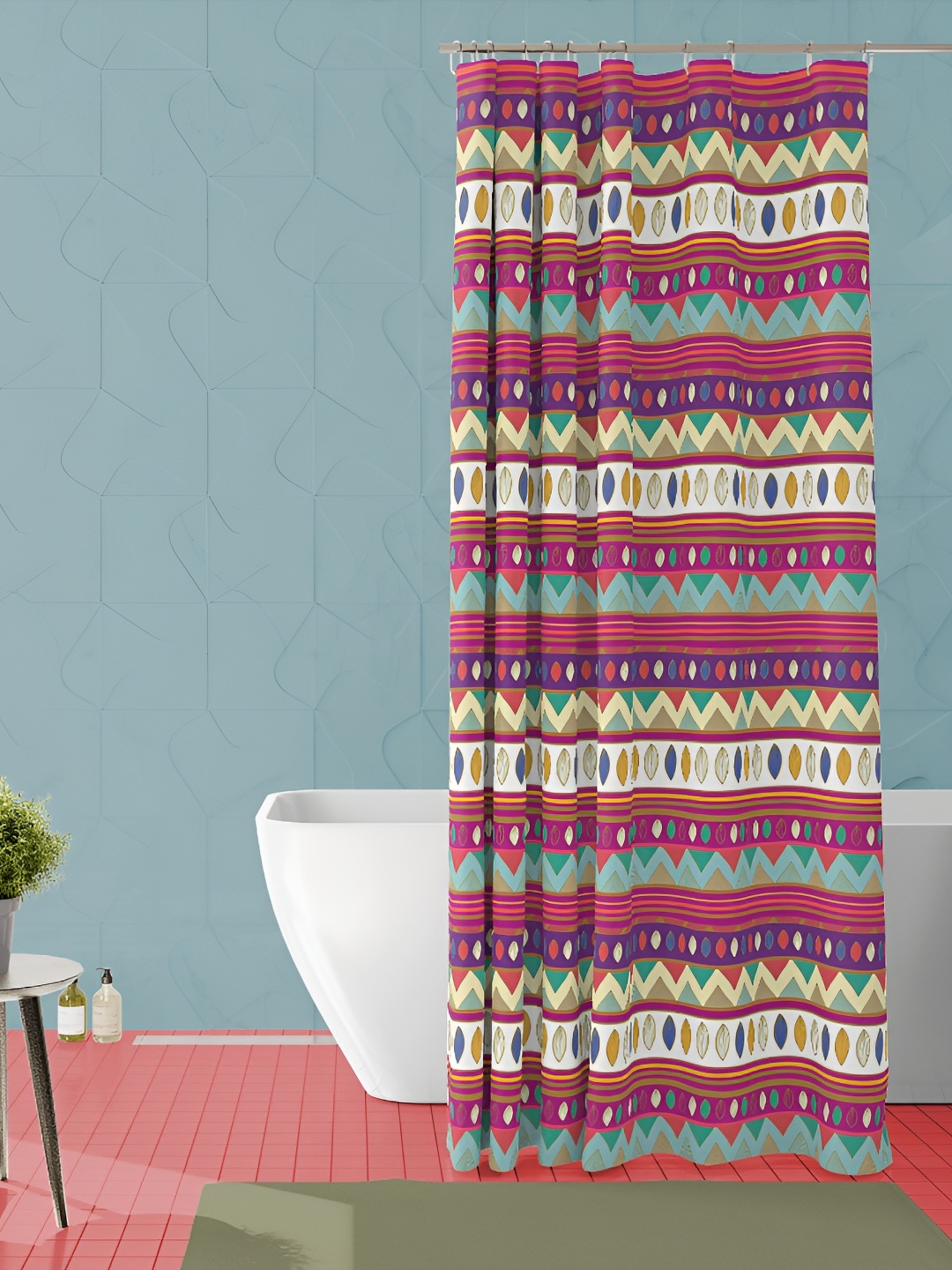 

ArtzFolio Purple & White Printed Waterproof Shower Curtain