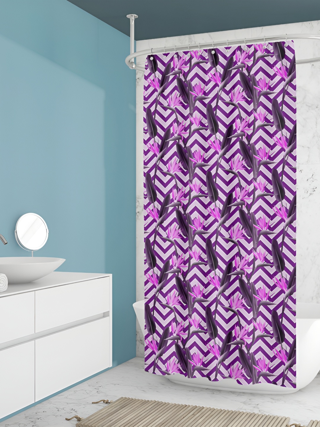 

ArtzFolio Violet & White Printed Waterproof Shower Curtains