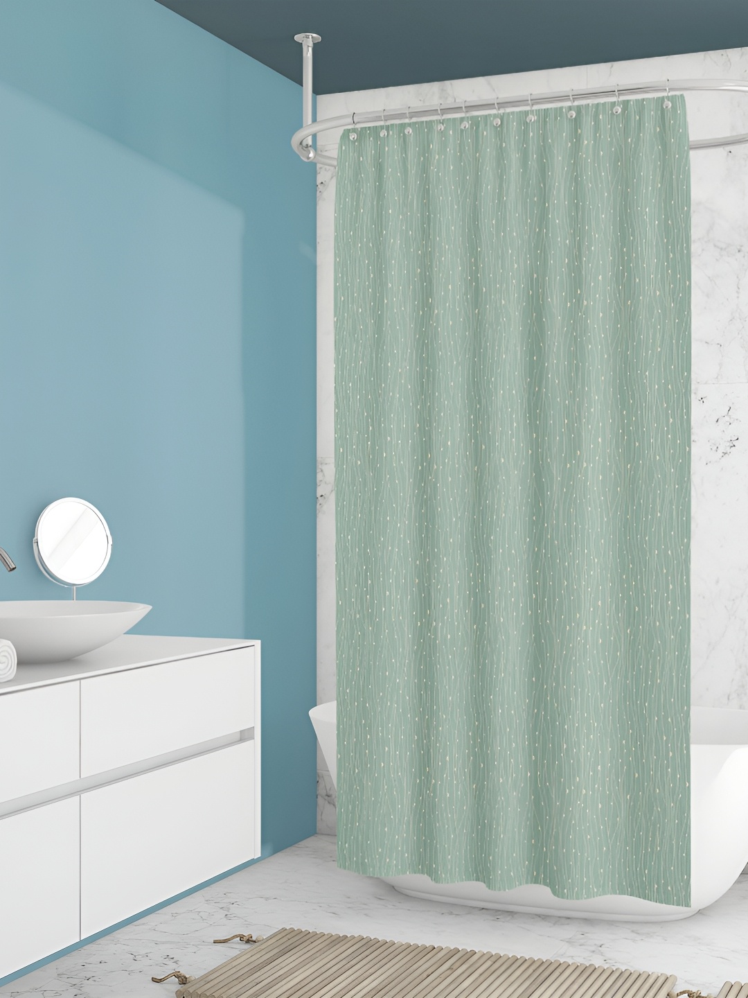 

ArtzFolio Green & Beige Printed Water Proof Shower Curtain