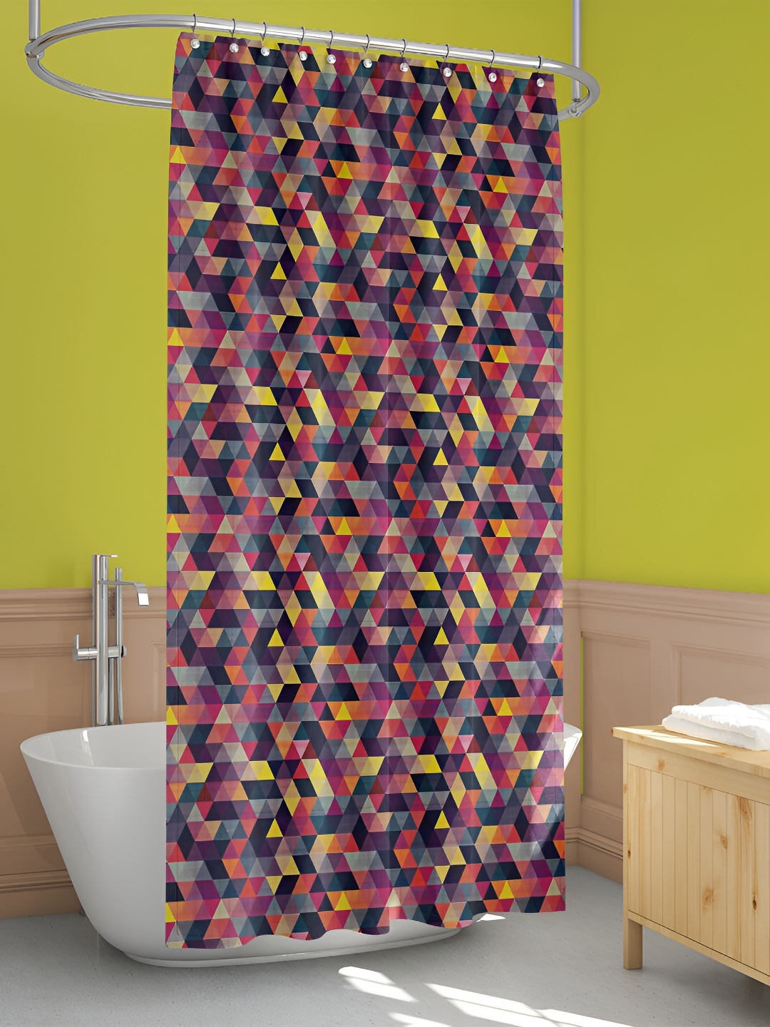 

ArtzFolio Brown & Yellow Geometric Printed Waterproof Shower Curtain