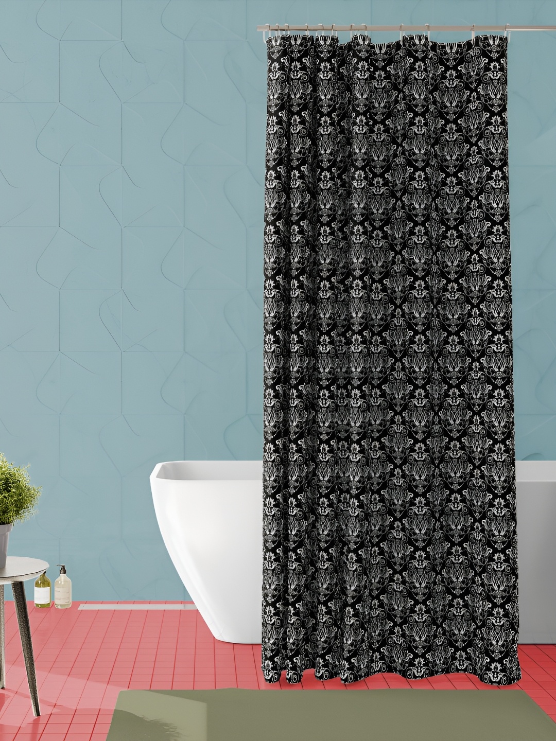 

ArtzFolio Black & White Ethnic Motifs Printed Waterproof Shower Curtain