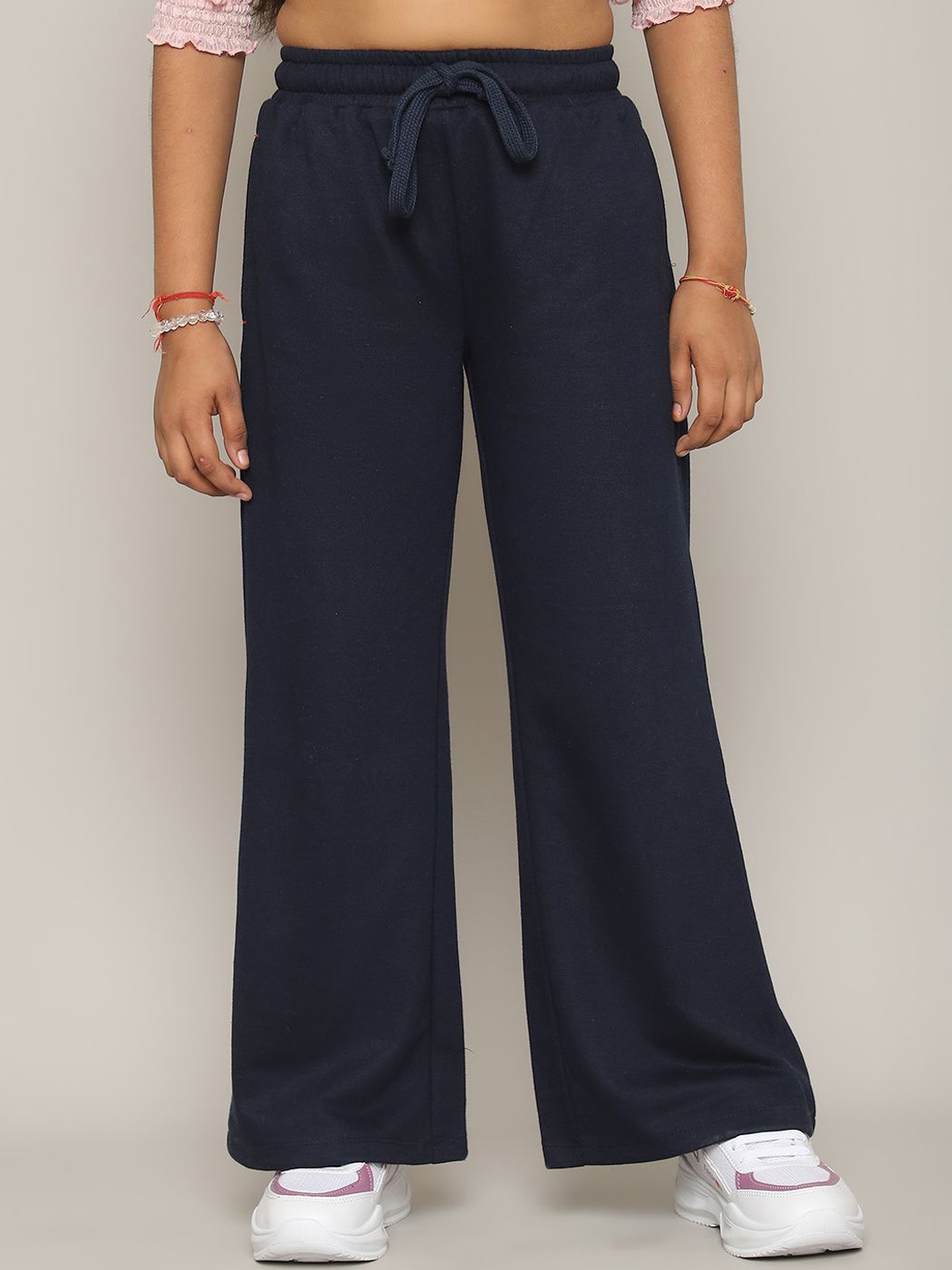 

Rute Girls Pure Cotton Mid Rise Regular Fit Track Pants, Navy blue
