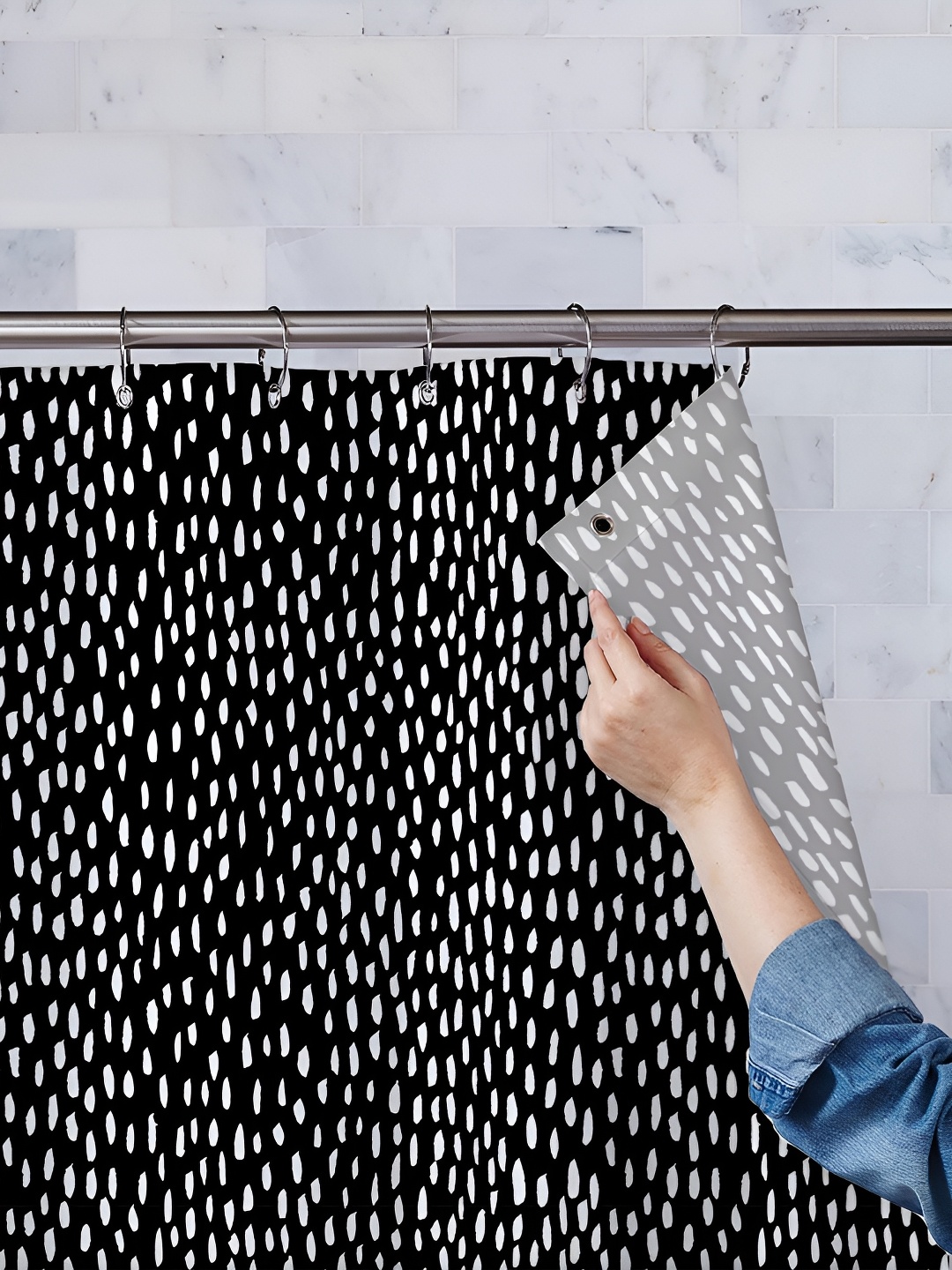 

ArtzFolio Black Printed Water Proof Shower Curtain