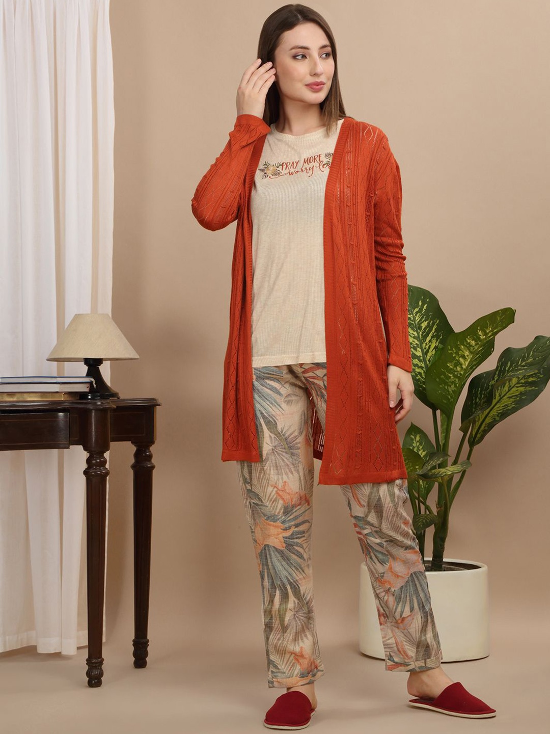 

Sweet Dreams Women Floral Printed Night suit, Brown