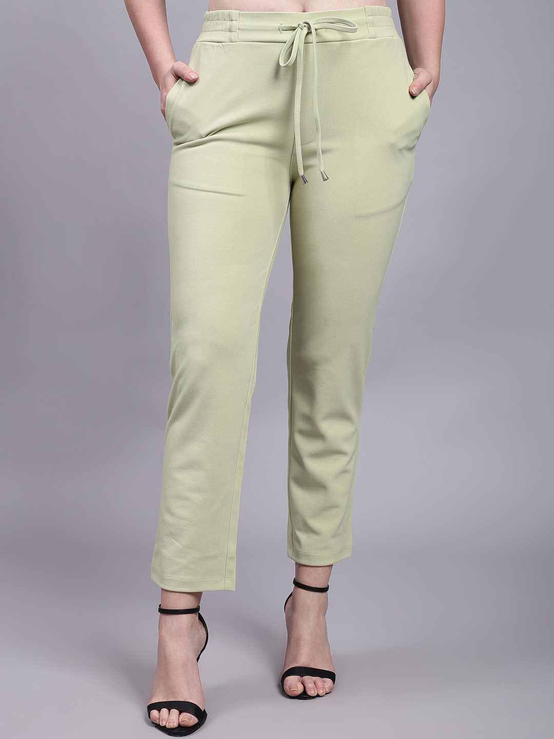 

SAFFE Women Original Skinny Fit Mid-Rise Trousers, Green
