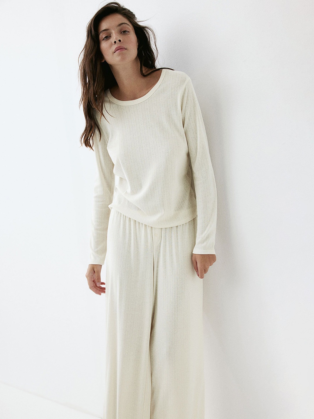 

H&M Pointelle Jersey Pyjamas, White