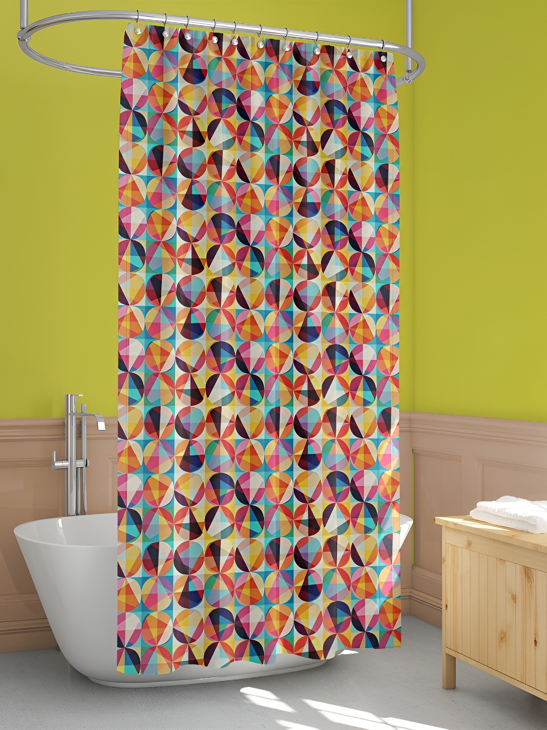 

ArtzFolio Red & Blue Printed Waterproof Shower Curtain