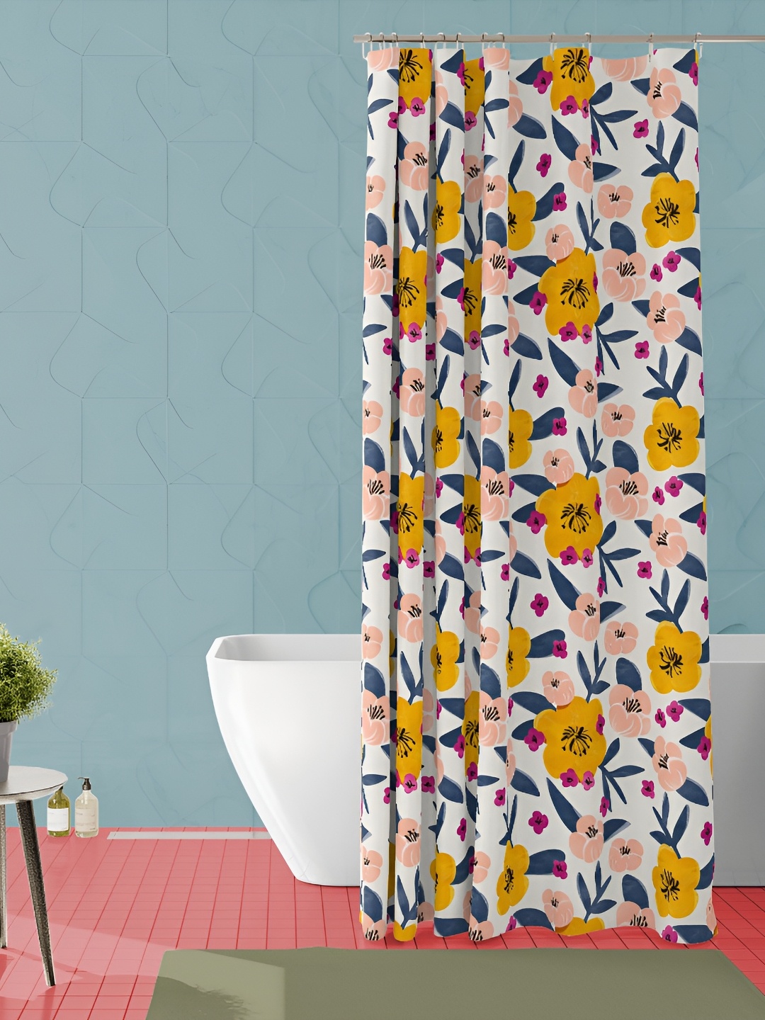 

ArtzFolio White & Orange Printed Waterproof Shower Curtains