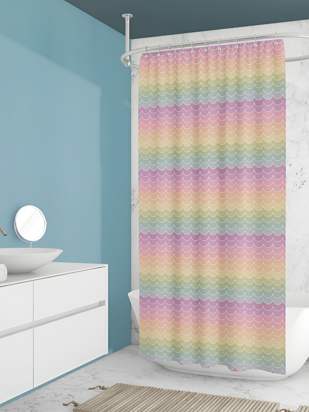 

ArtzFolio Pink & Yellow Printed Waterproof Shower Curtain