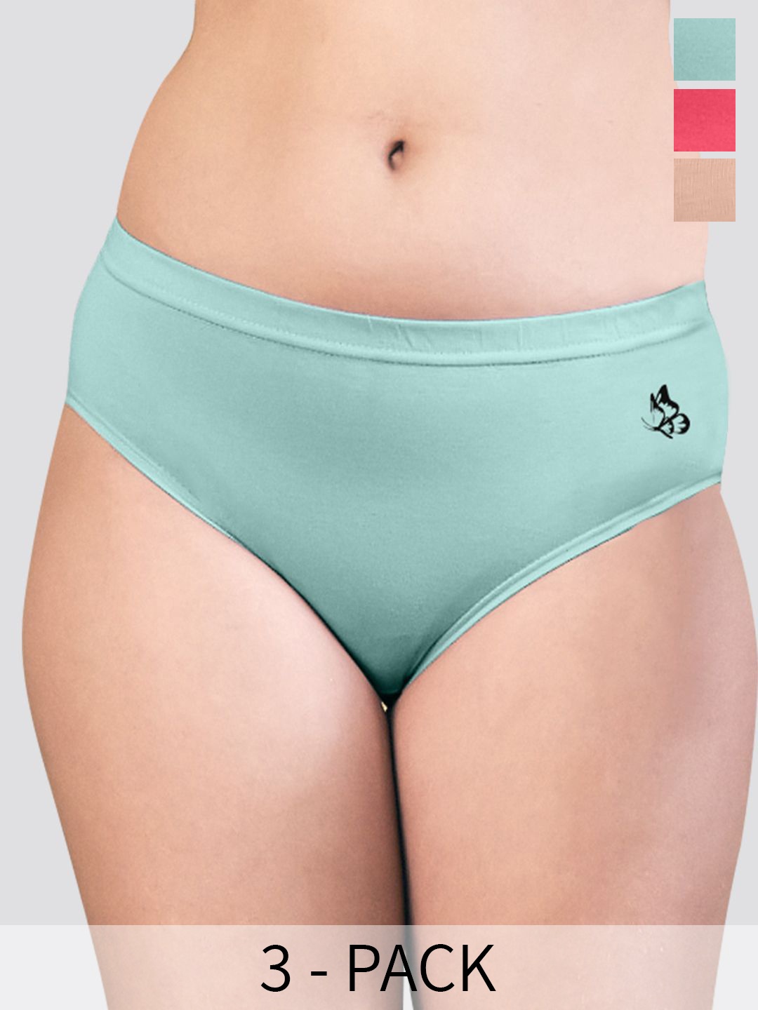 

Kalyani Women Pack Of 3 Pure Cotton Mid Rise Hipster Briefs EVEMCP3V096S, Coral