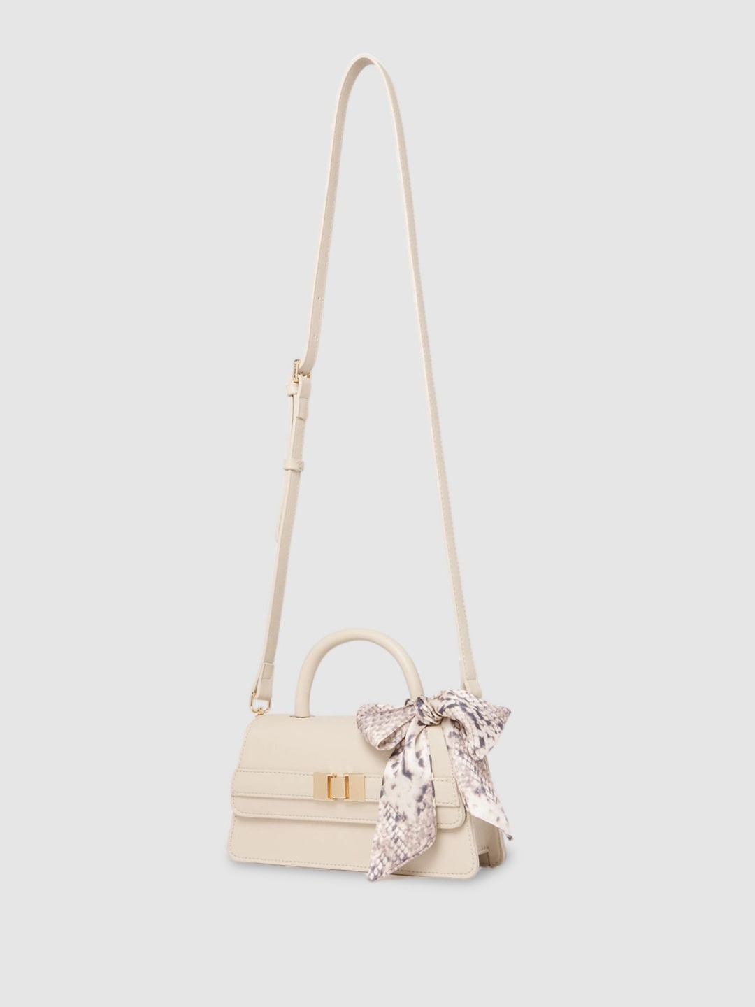 

Forever New PU Structured Sling Bag with Bow Detail, Beige