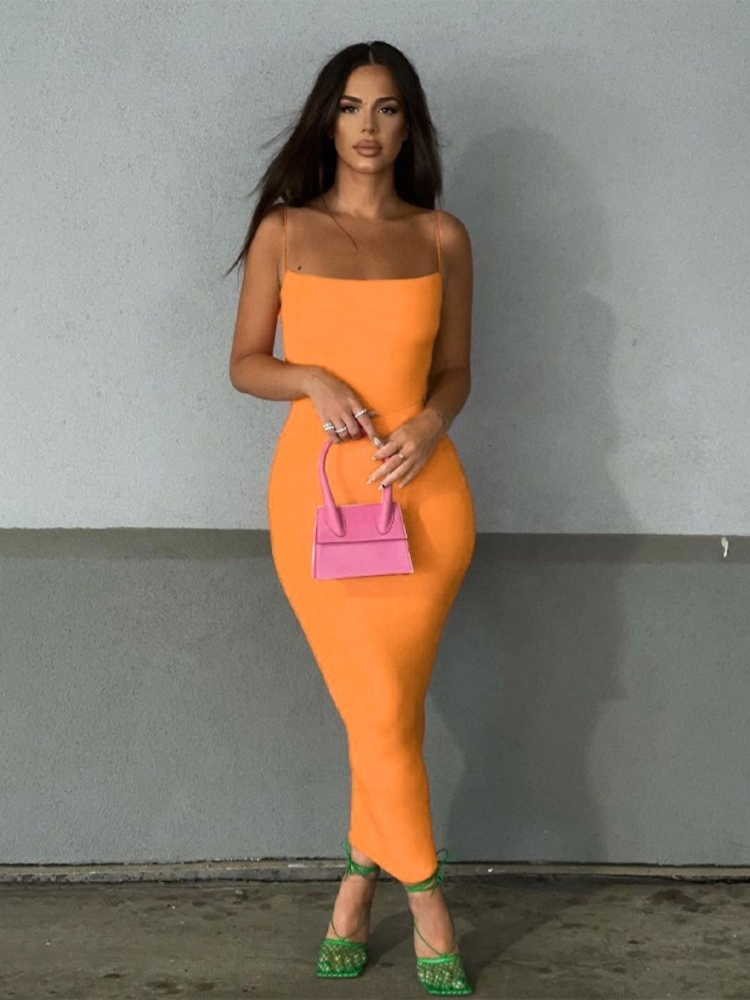 

KPOP Women Bodycon Maxi Dress, Orange