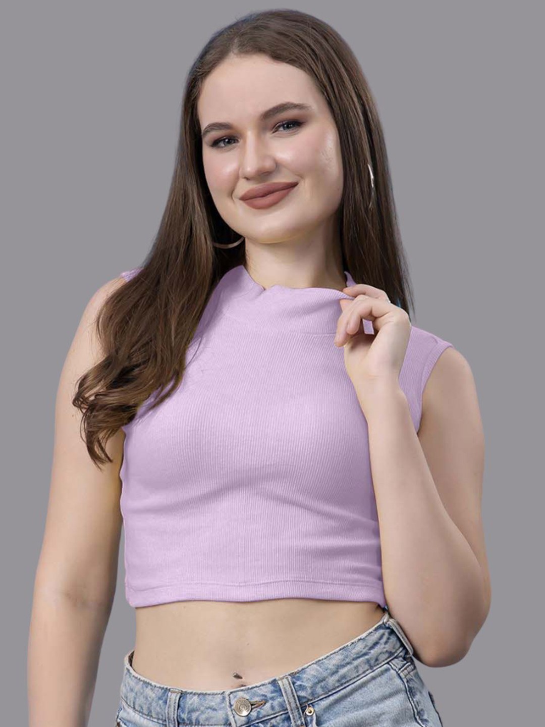 

Friskers Pack Of 2 Cotton Crop Top, Purple