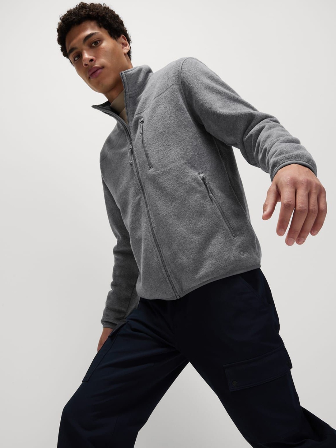

Marks & Spencer Men Checked Polyester Crop Open Front Jacket with Embroidered, Grey