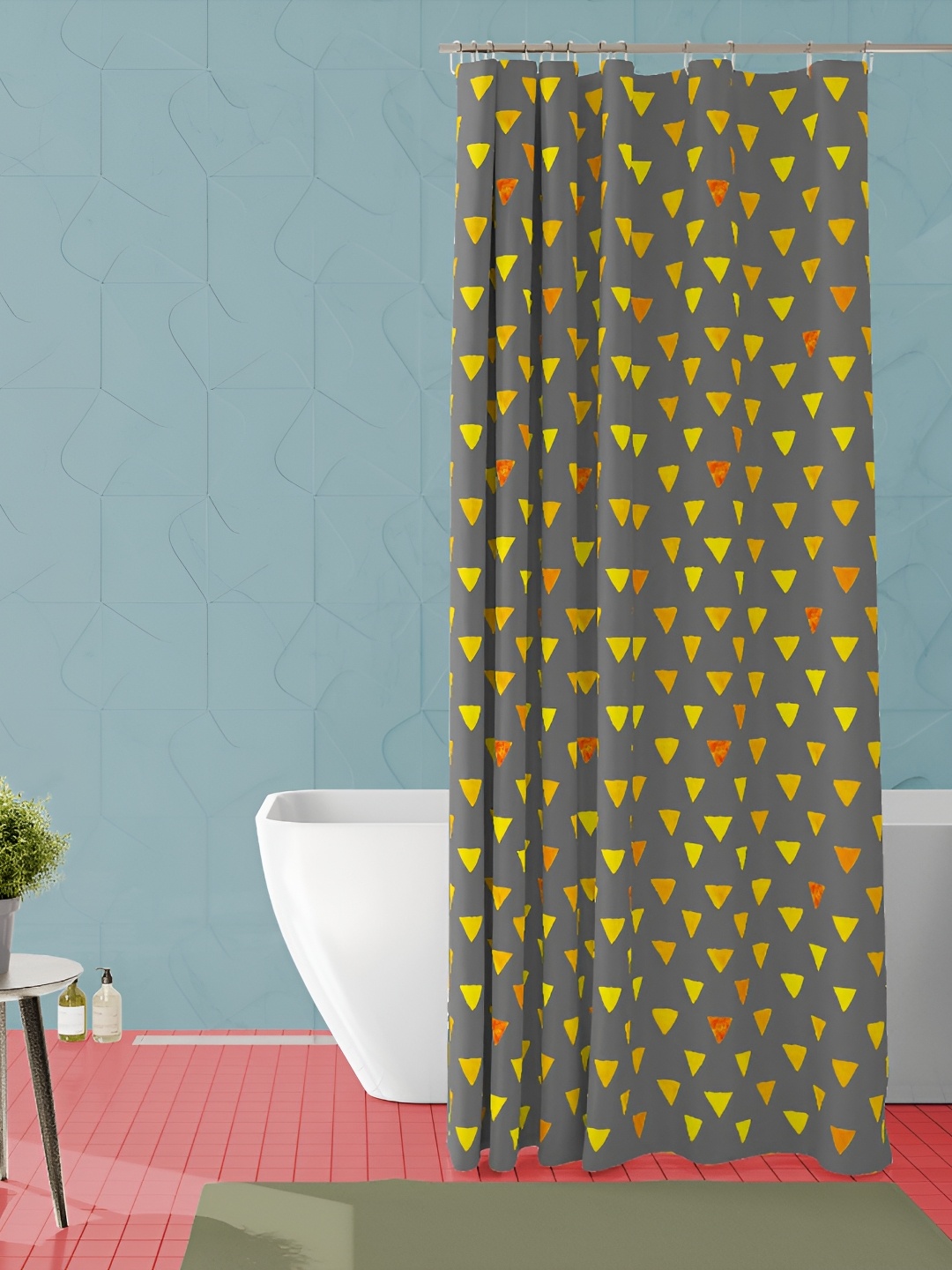 

ArtzFolio Grey & Yellow Geometric Printed Waterproof Shower Curtain