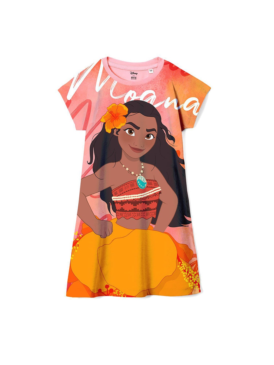 

Wear Your Mind Girls Moana Printed Round Neck T-shirt Dress, Pink