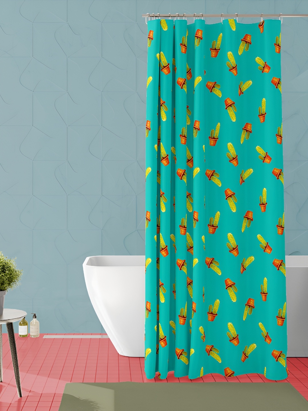 

ArtzFolio Teal Green & Yellow Printed Waterproof Shower Curtain