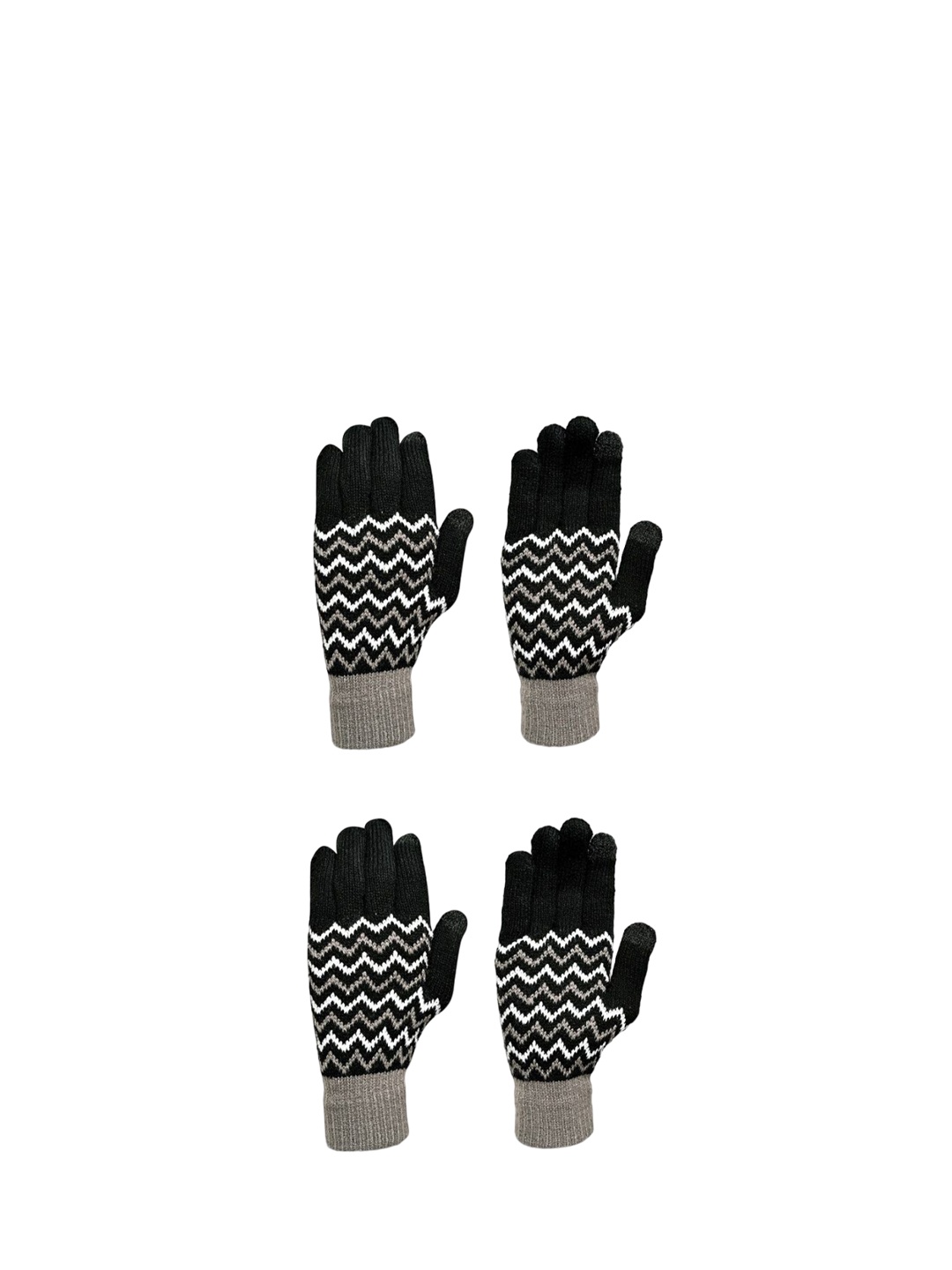 

LOOM LEGACY Men Pack of 2 Striped Acrylic Touchscreen Winter Gloves, Black