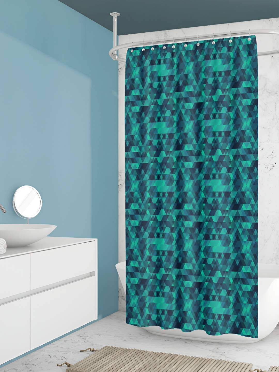 

ArtzFolio Blue & Green Printed Waterproof Shower Curtain