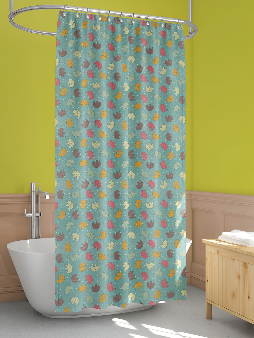 

ArtzFolio Blue & Pink Printed Waterproof Shower Curtain