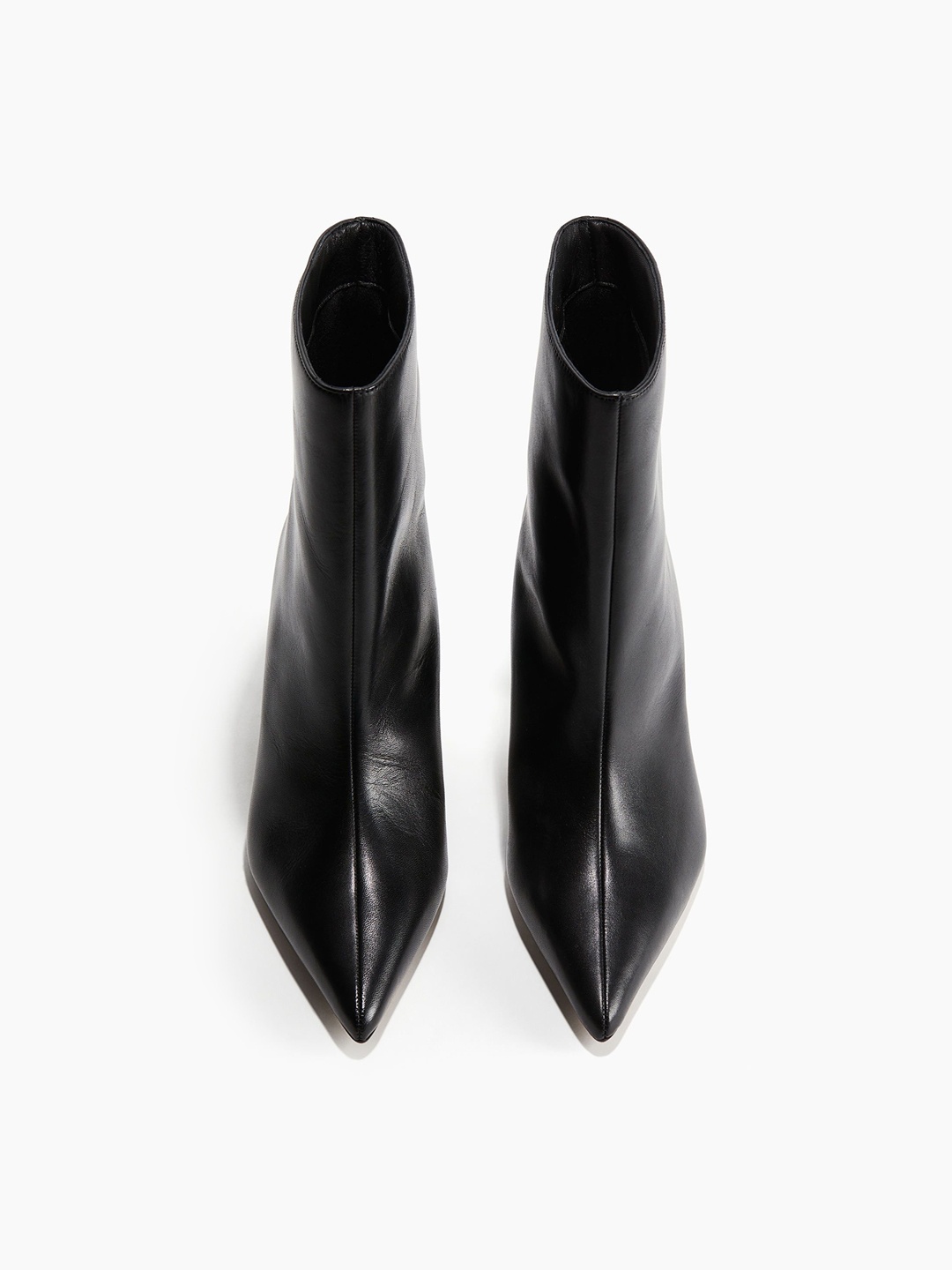 

H&M Pointed Leather Boots, Black