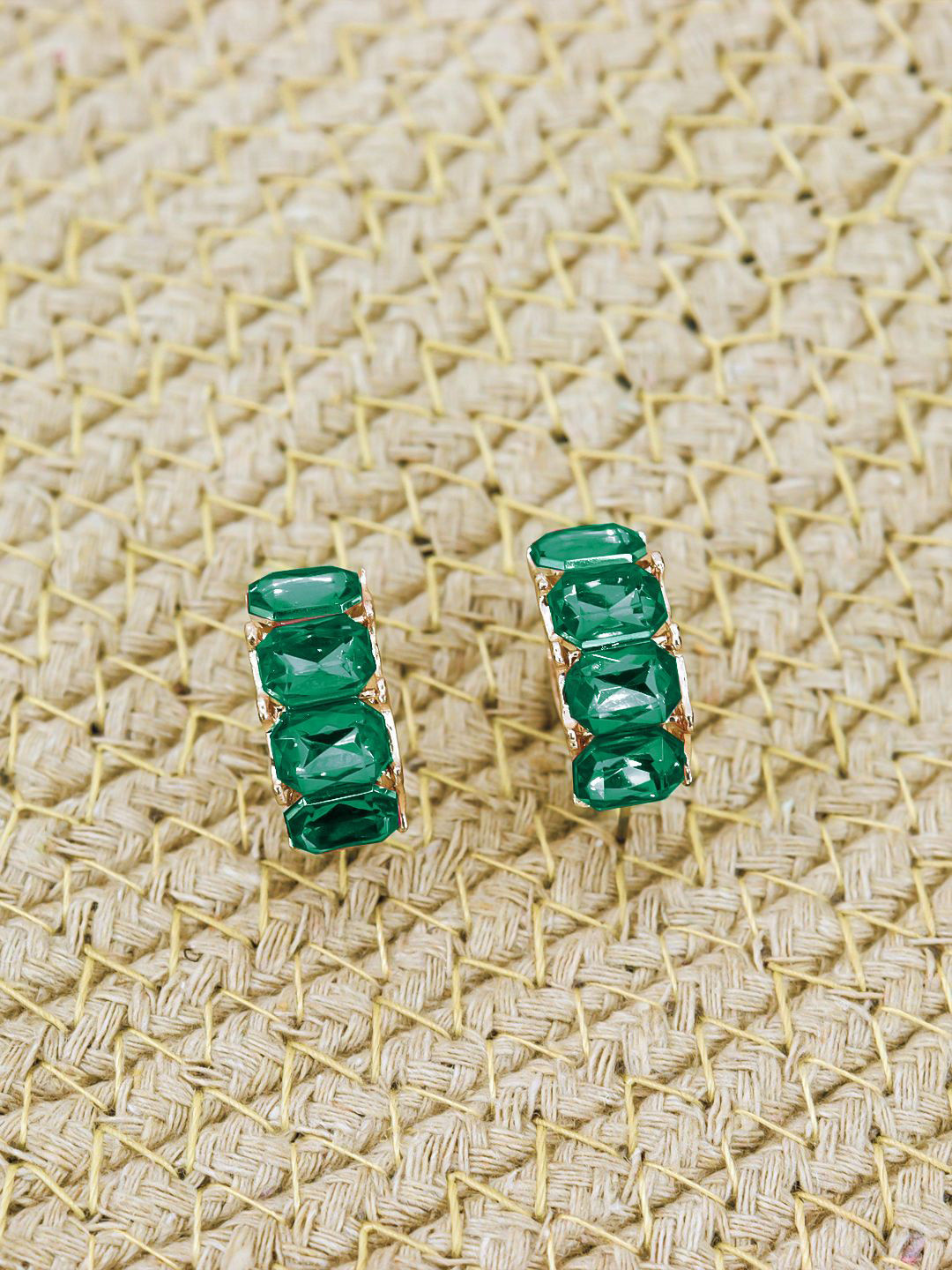 

KRENOZ Circular Half Hoop Earrings, Green