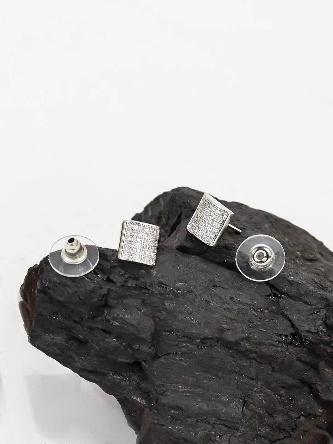 

VAGHBHATT Square Studs Earrings, Silver
