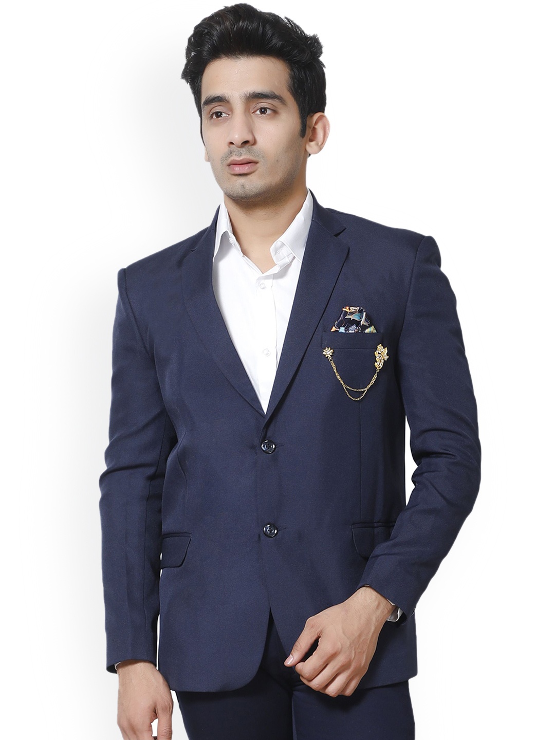 

BAESD Peaked Lapel Collar Single-Breasted Party Blazer, Navy blue
