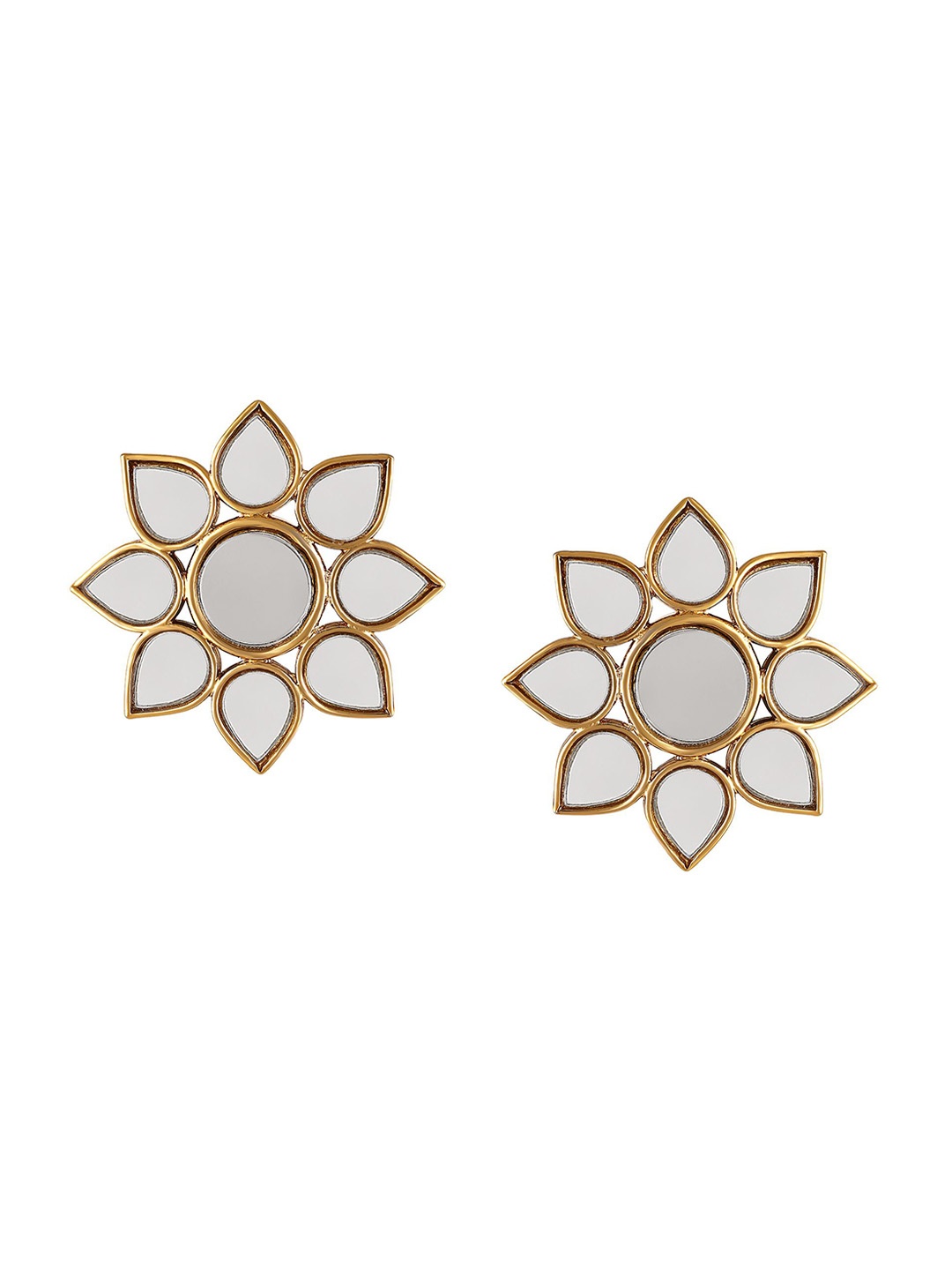 

BDIVA 18K Gold Plated Exquisite Floral Mirror Studs Earrings