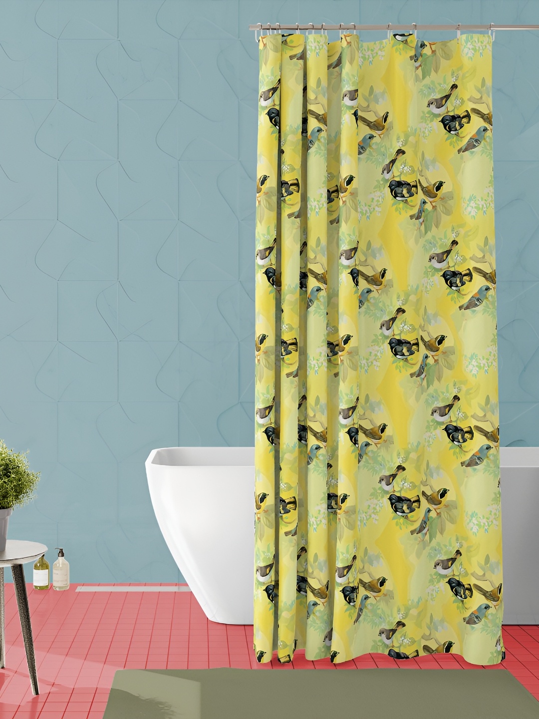 

ArtzFolio Yellow & White Printed Waterproof Shower Curtains