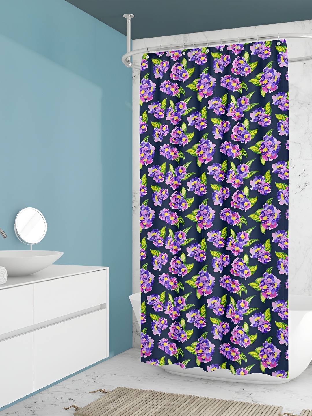 

ArtzFolio Black & Purple Printed Waterproof Shower Curtain