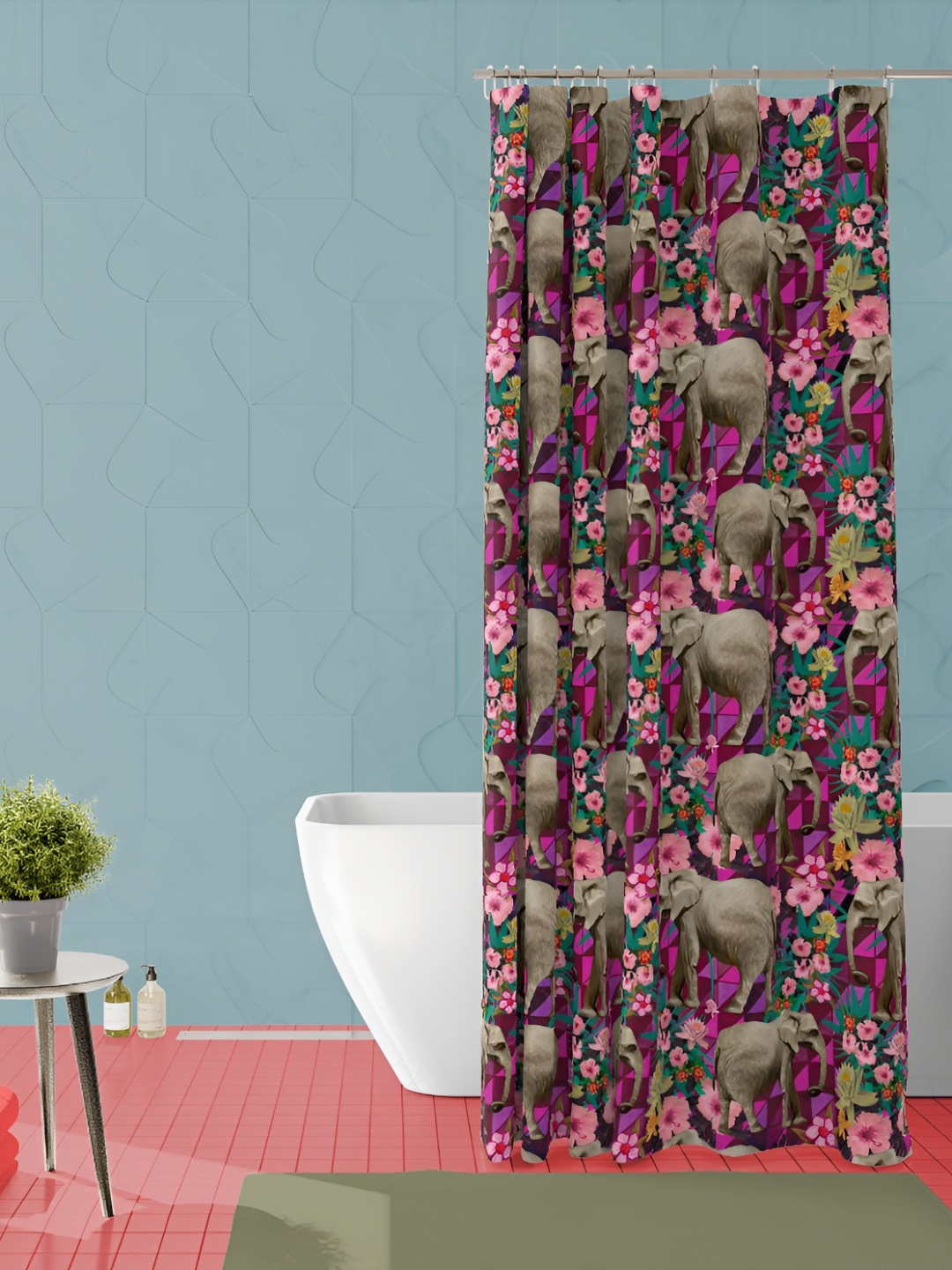 

ArtzFolio Purple & Pink Animal Printed Waterproof Shower Curtain