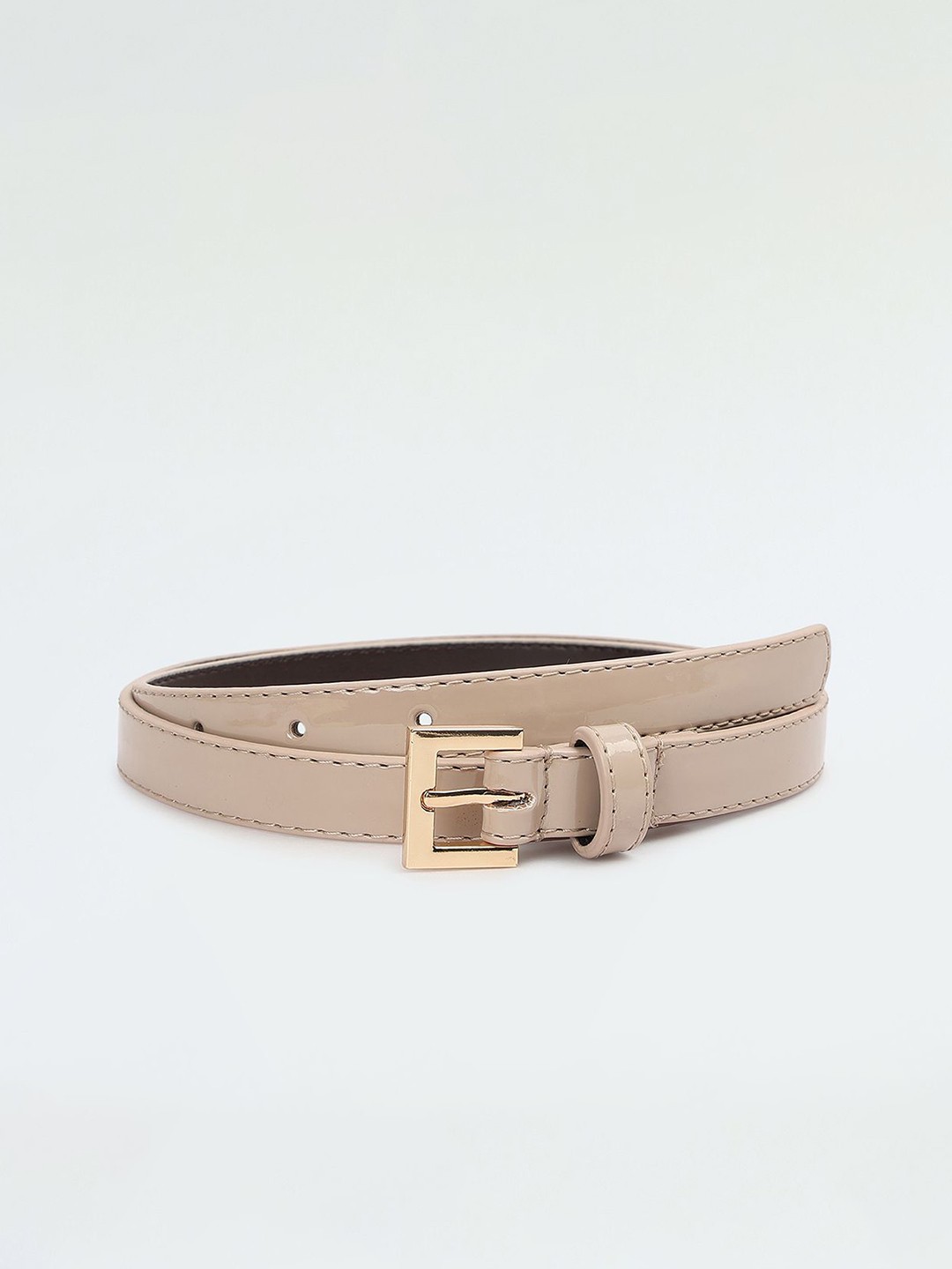

max Women Solid Tang Belt, Beige