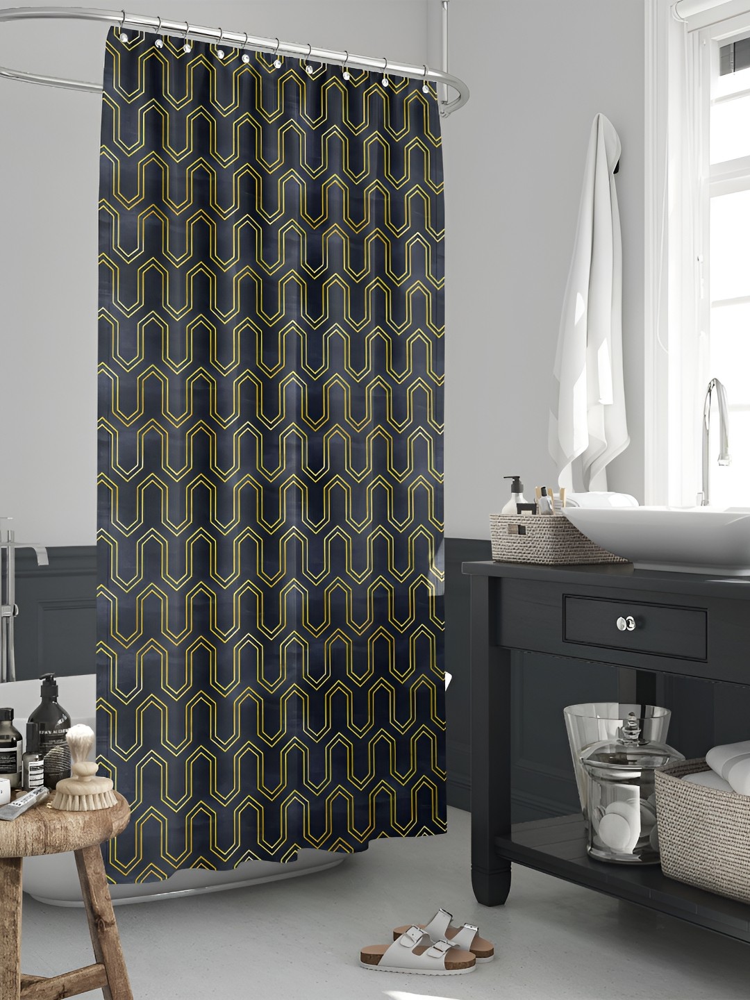 

ArtzFolio Black & Yellow Printed Shower Curtains