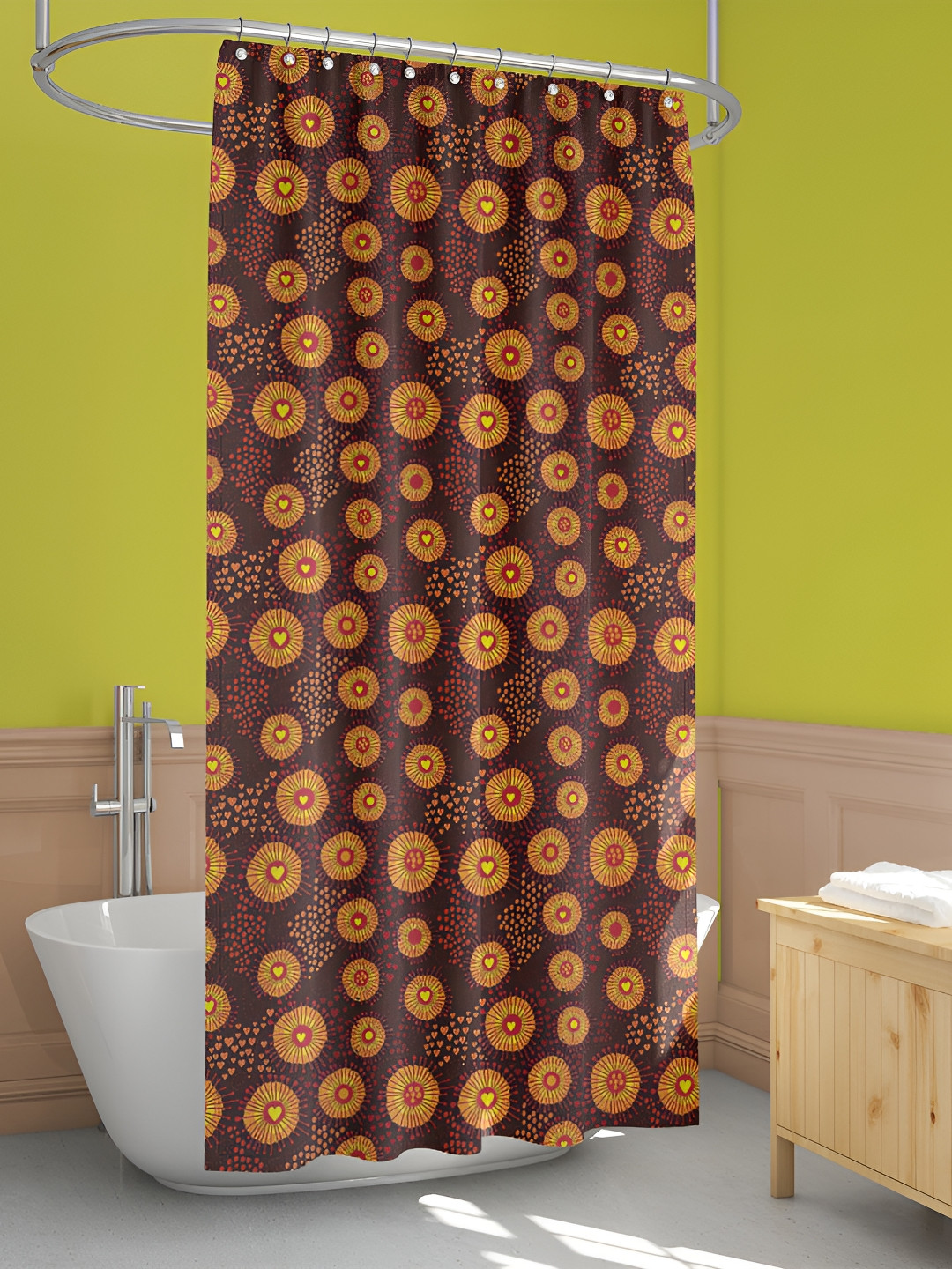 

ArtzFolio Red & Yellow Geometric Printed Waterproof Shower Curtain