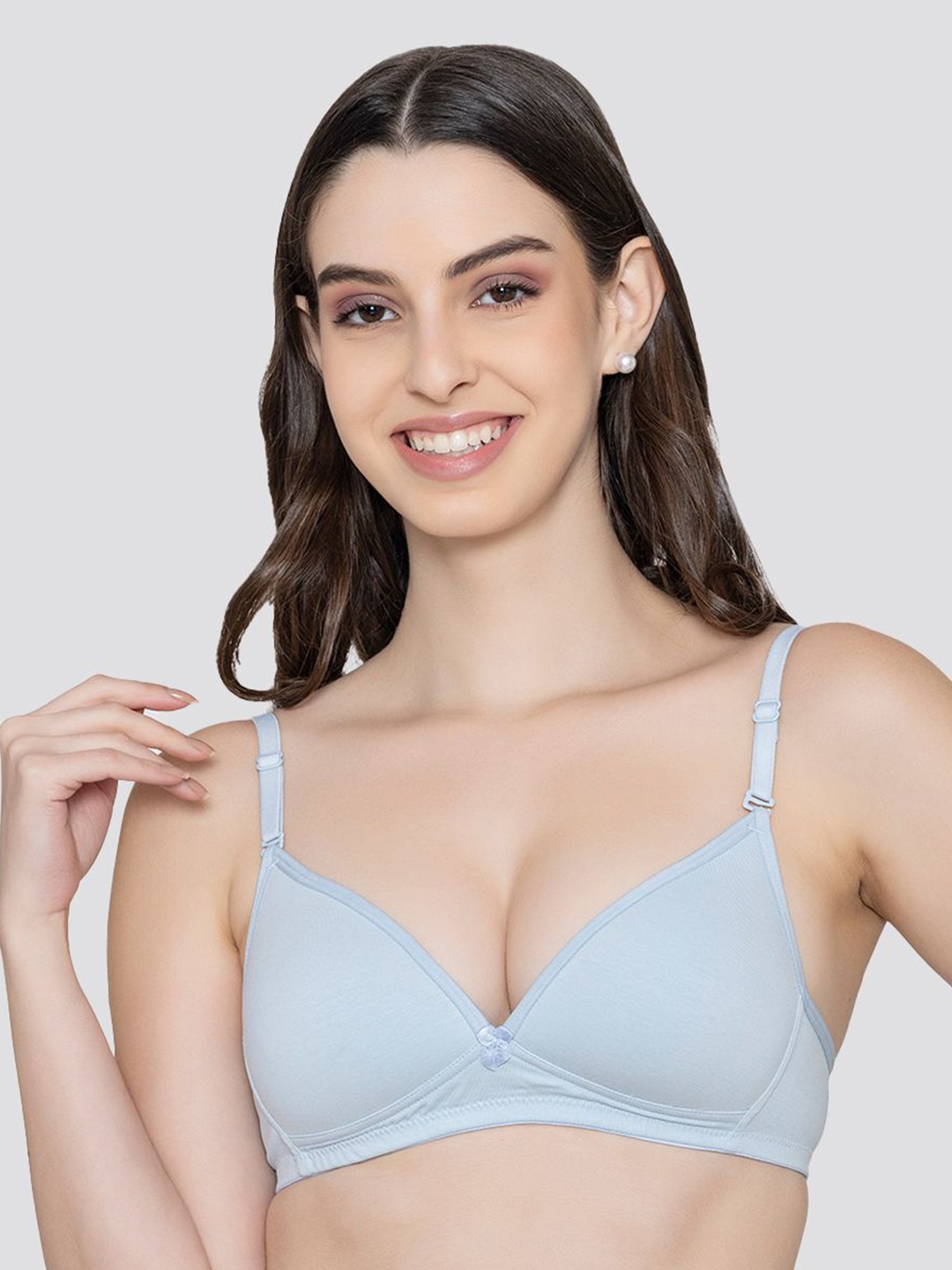 

K LINGERIE Cotton Half Coverage Lightly Padded Everyday Bra, Blue