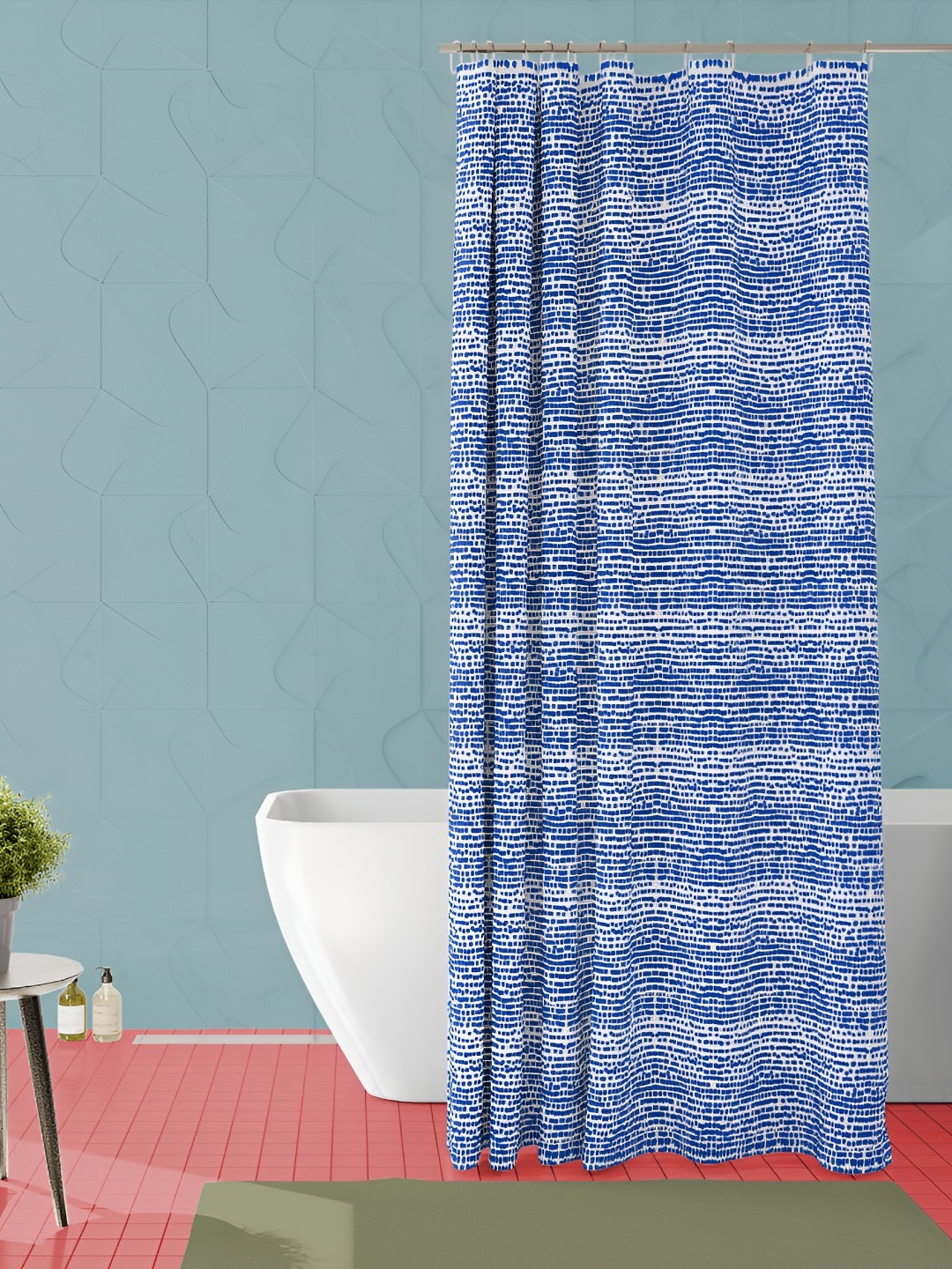 

ArtzFolio Blue & White Printed Waterproof Shower Curtain