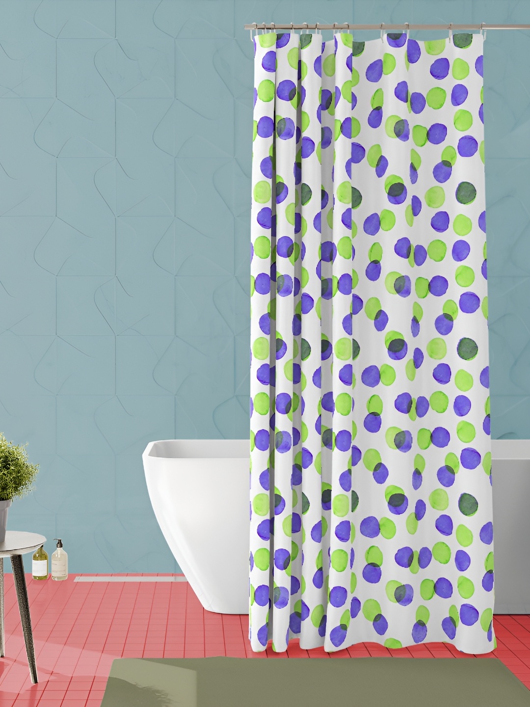 

ArtzFolio White & Green Printed Waterproof Shower Curtain