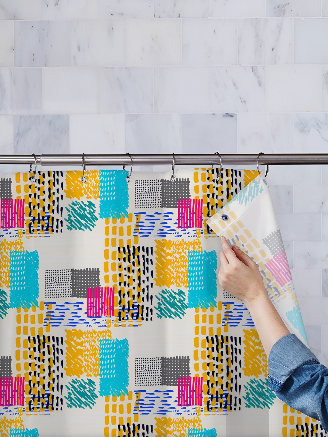 

ArtzFolio Single Piece Waterproof Polyester Shower Curtain, Multi