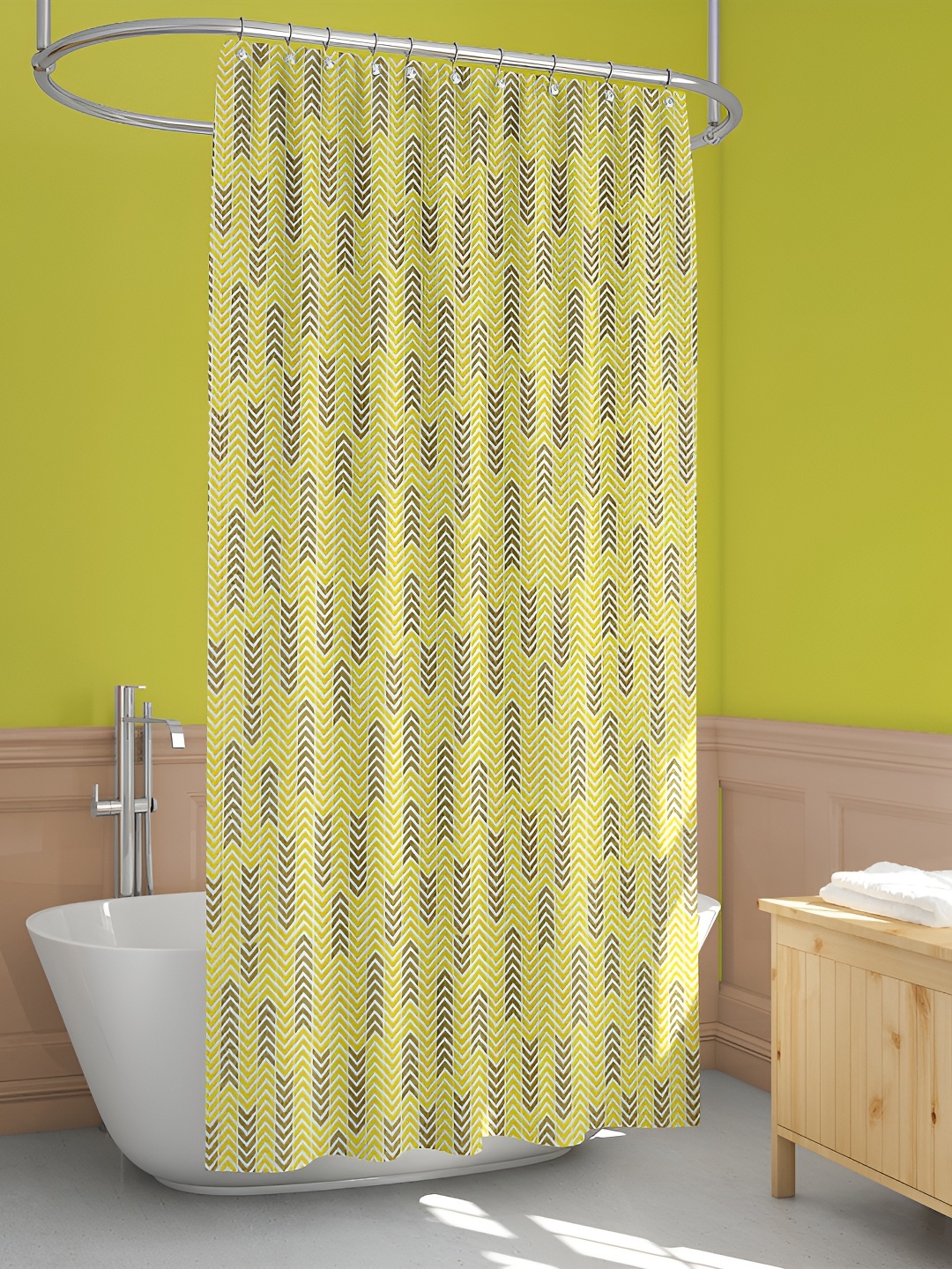 

ArtzFolio White & Yellow Printed Shower Curtains