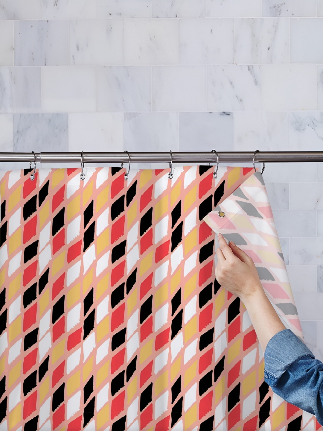 

ArtzFolio Yellow & Red Printed Waterproof Shower Curtain