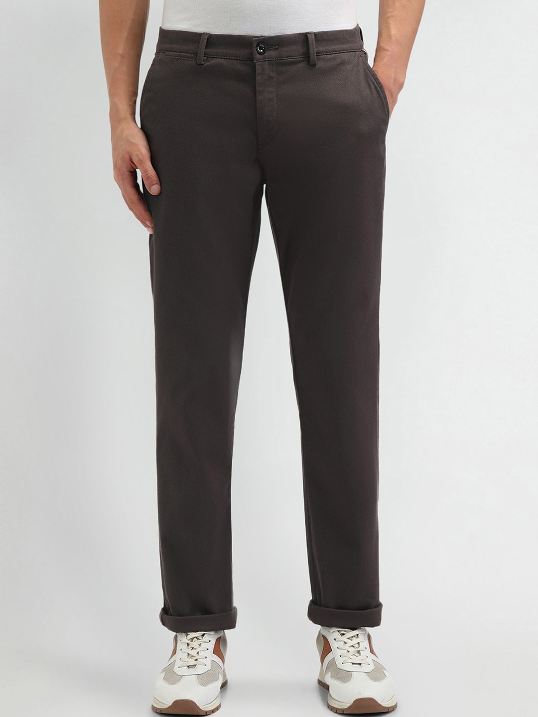 

Arrow Sport Men Classic Mid-Rise Regular Fit Chinos Trousers, Grey