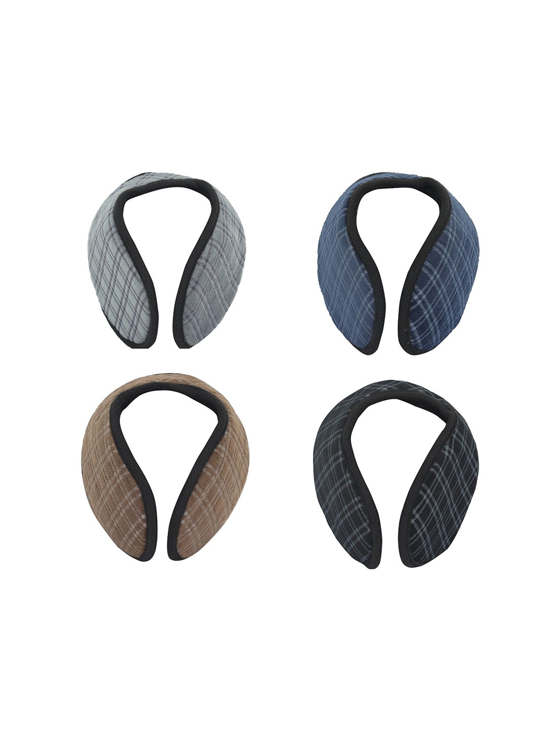 

FabSeasons Unisex Set Of 4 Checked Ear Muffs, Grey