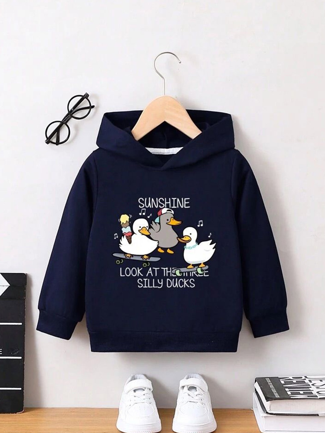 

TABADTOD Kids Printed Hooded Sweatshirt, Navy blue