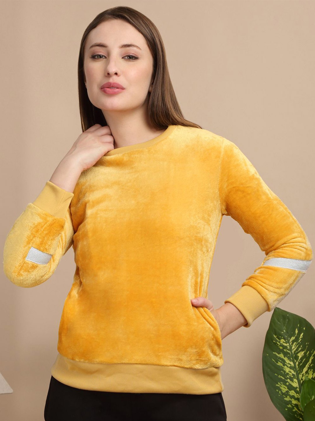 

Sweet Dreams Women Solid Sweat shirt, Yellow